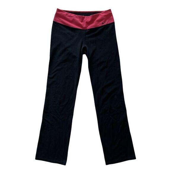 Nike fuchsia pink and black bootcut relaxed full length dr-fit leggings medium - Picture 1 of 12
